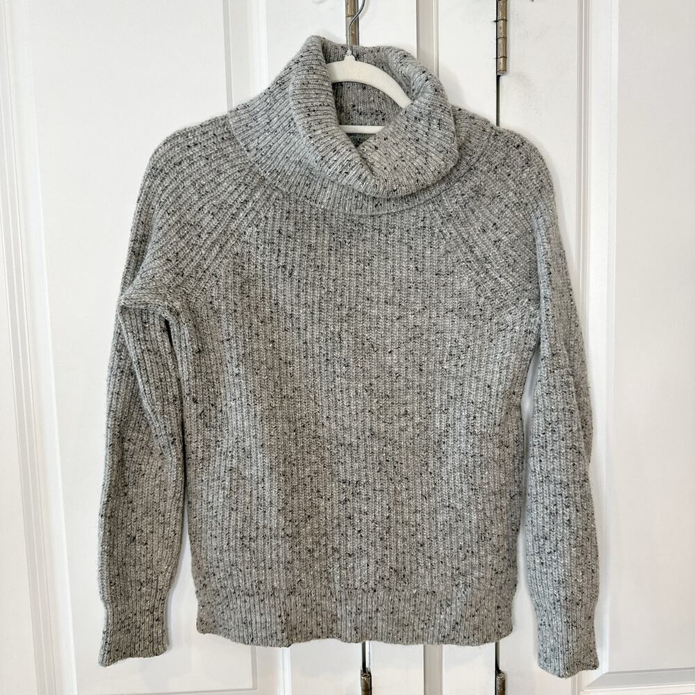 J. CREW Mercantile Donegal Lambs Wool Turtleneck Ribbed Sweater Grey | XS